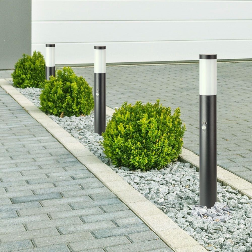 Utomhuslampa med sensor 1xE27/60W/230V IP44 80cm grå