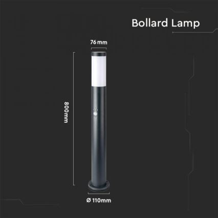 Utomhuslampa med sensor 1xE27/60W/230V IP44 80cm grå