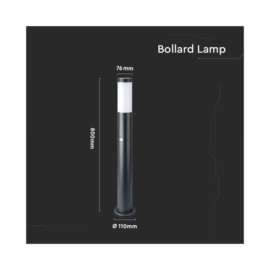 Utomhuslampa med sensor 1xE27/60W/230V IP44 80cm grå
