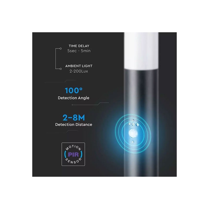 Utomhuslampa med sensor 1xE27/60W/230V IP44 80cm svart
