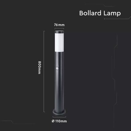 Utomhuslampa med sensor 1xE27/60W/230V IP44 80cm svart