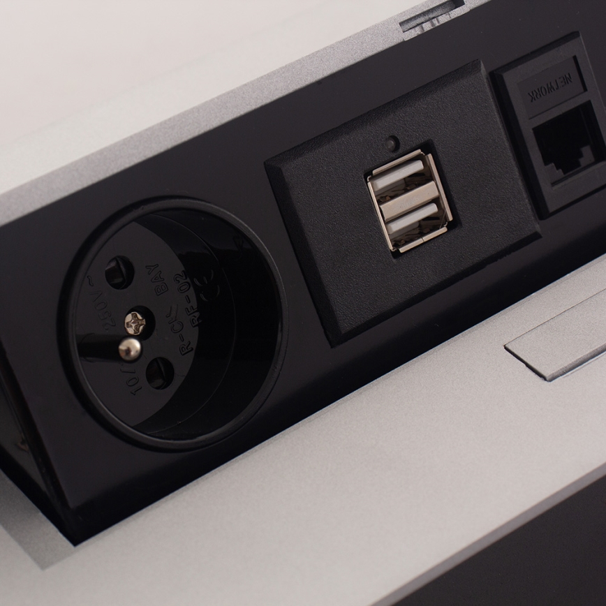 Uttag ledge 2x230V/2xUSB/1xRJ45