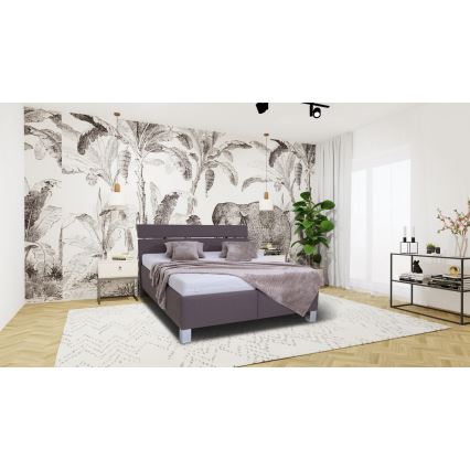 Vadderad säng med förvaringsutrymme utan madrass ALIS 180x200 cm brun