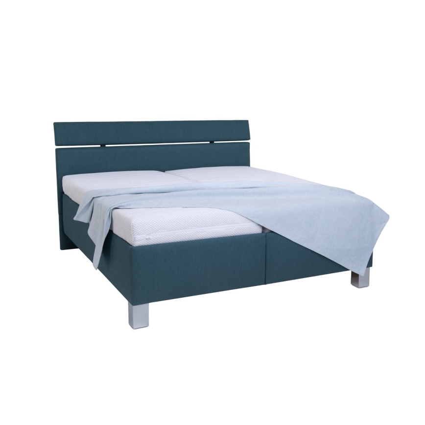 Vadderad säng med förvaringsutrymme utan madrass ALIS 180x200 cm petrol blue