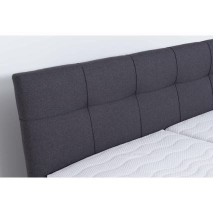 Vadderad säng med förvaringsutrymme utan madrass MARIA 160x200 cm grå