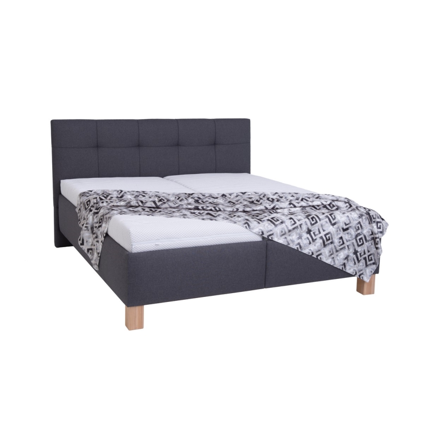 Vadderad säng med förvaringsutrymme utan madrass MARIA 160x200 cm grå