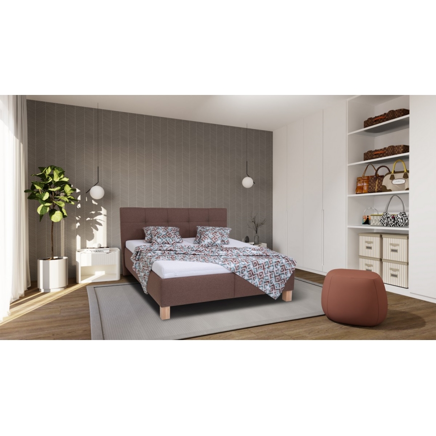 Vadderad säng med förvaringsutrymme utan madrass MARIA 180x200 cm brun