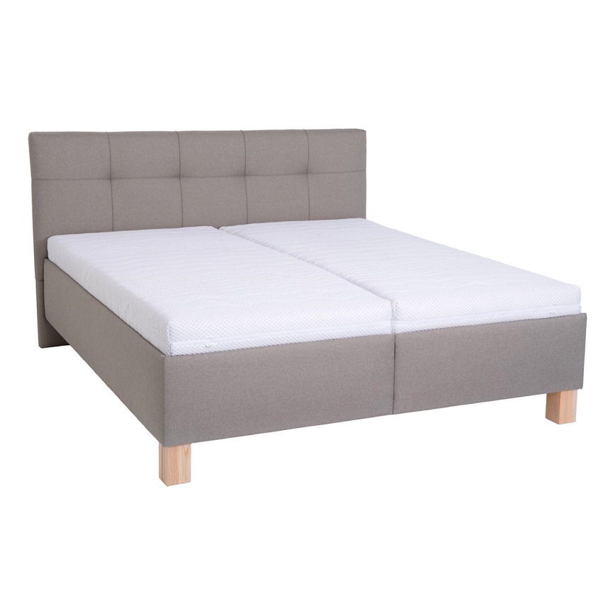 Vadderad säng med förvaringsutrymme utan madrass MARIA 180x200 cm taupe