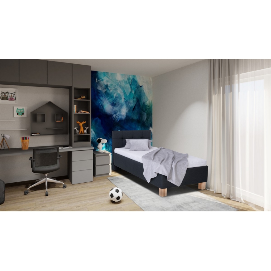 Vadderad säng med förvaringsutrymme utan madrass MARIA ONE 90x200 cm antracit