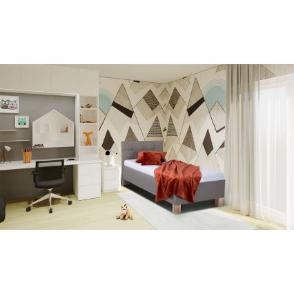 Vadderad säng med förvaringsutrymme utan madrass MARIA ONE 90x200 cm taupe