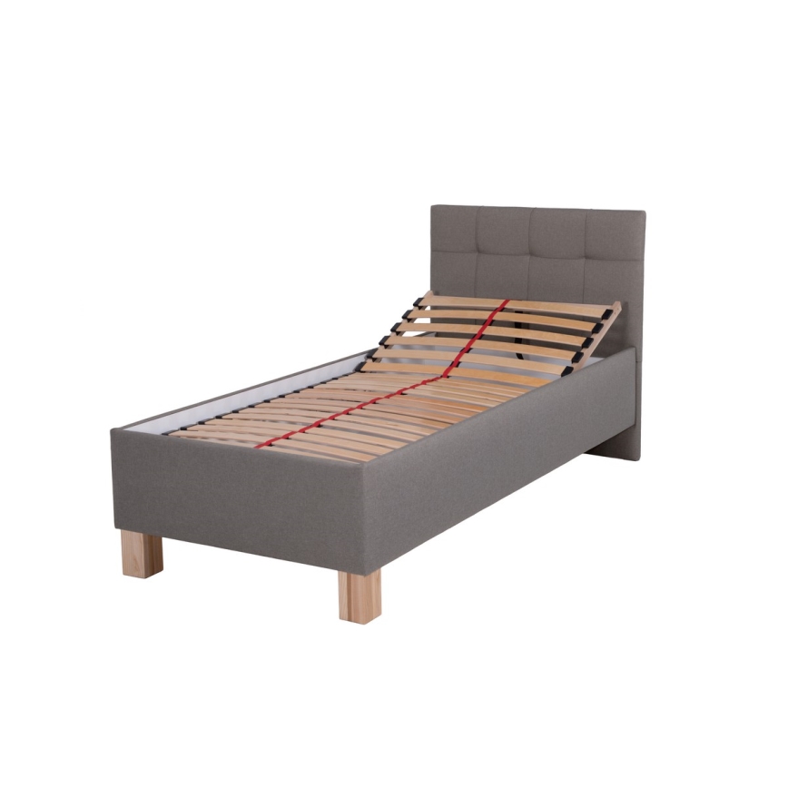 Vadderad säng med förvaringsutrymme utan madrass MARIA ONE 90x200 cm taupe