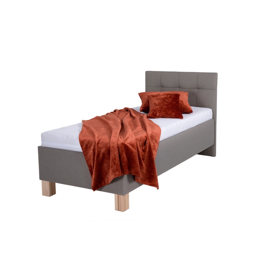 Vadderad säng med förvaringsutrymme utan madrass MARIA ONE 90x200 cm taupe