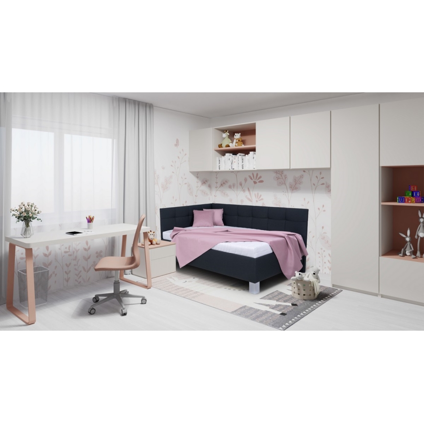 Vadderad säng med förvaringsutrymme utan madrass MARIA PETITE 120x200 cm antracit