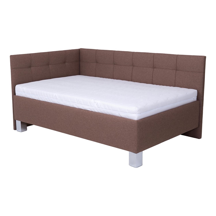 Vadderad säng med förvaringsutrymme utan madrass MARIA PETITE 120x200 cm brun