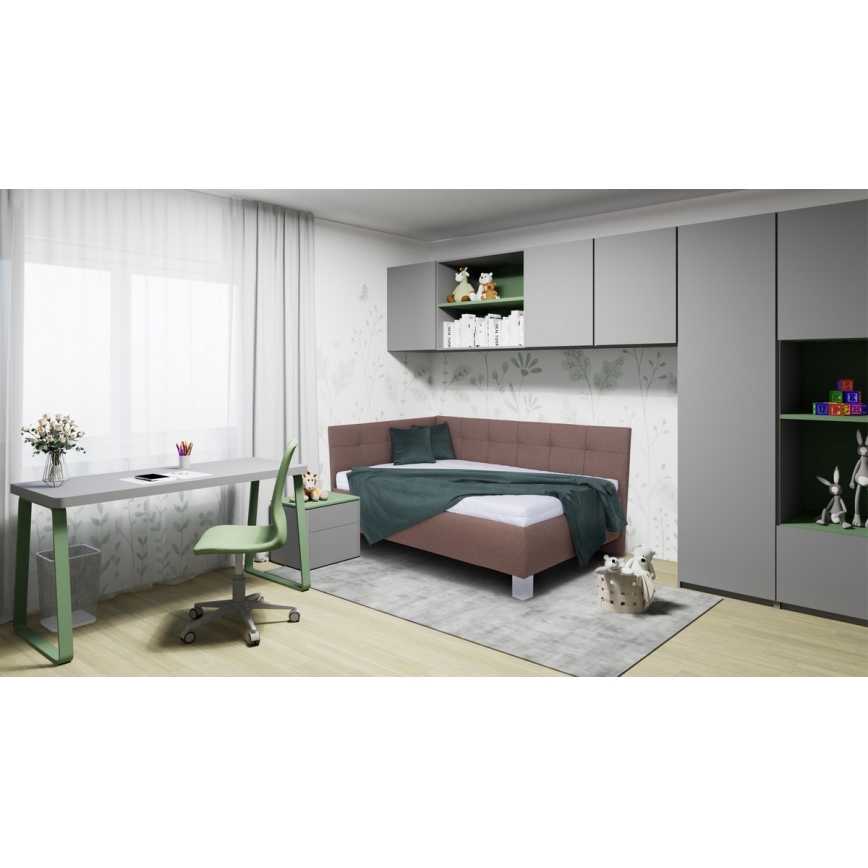 Vadderad säng med förvaringsutrymme utan madrass MARIA PETITE 120x200 cm brun