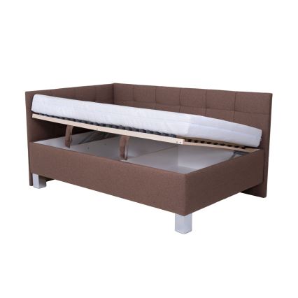 Vadderad säng med förvaringsutrymme utan madrass MARIA PETITE 120x200 cm brun