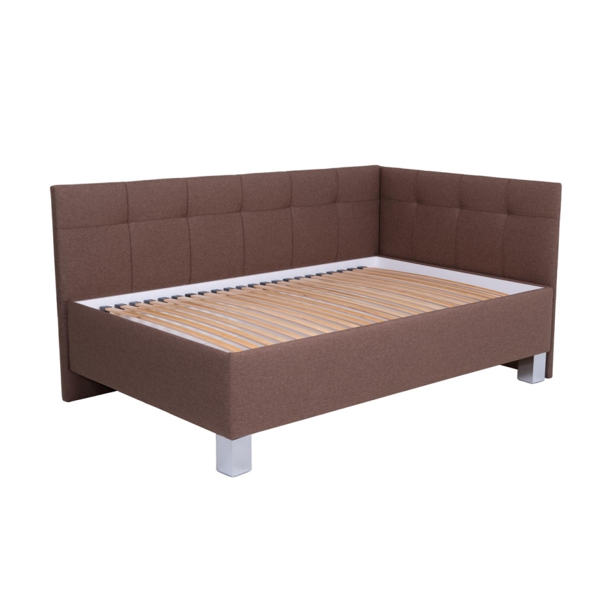 Vadderad säng med förvaringsutrymme utan madrass MARIA PETITE 120x200 cm brun