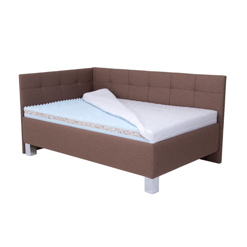 Vadderad säng med förvaringsutrymme utan madrass MARIA PETITE 120x200 cm brun