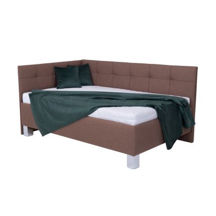 Vadderad säng med förvaringsutrymme utan madrass MARIA PETITE 120x200 cm brun