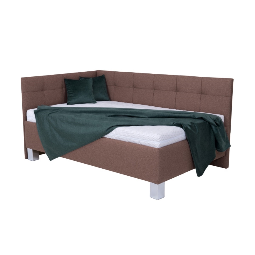 Vadderad säng med förvaringsutrymme utan madrass MARIA PETITE 120x200 cm brun