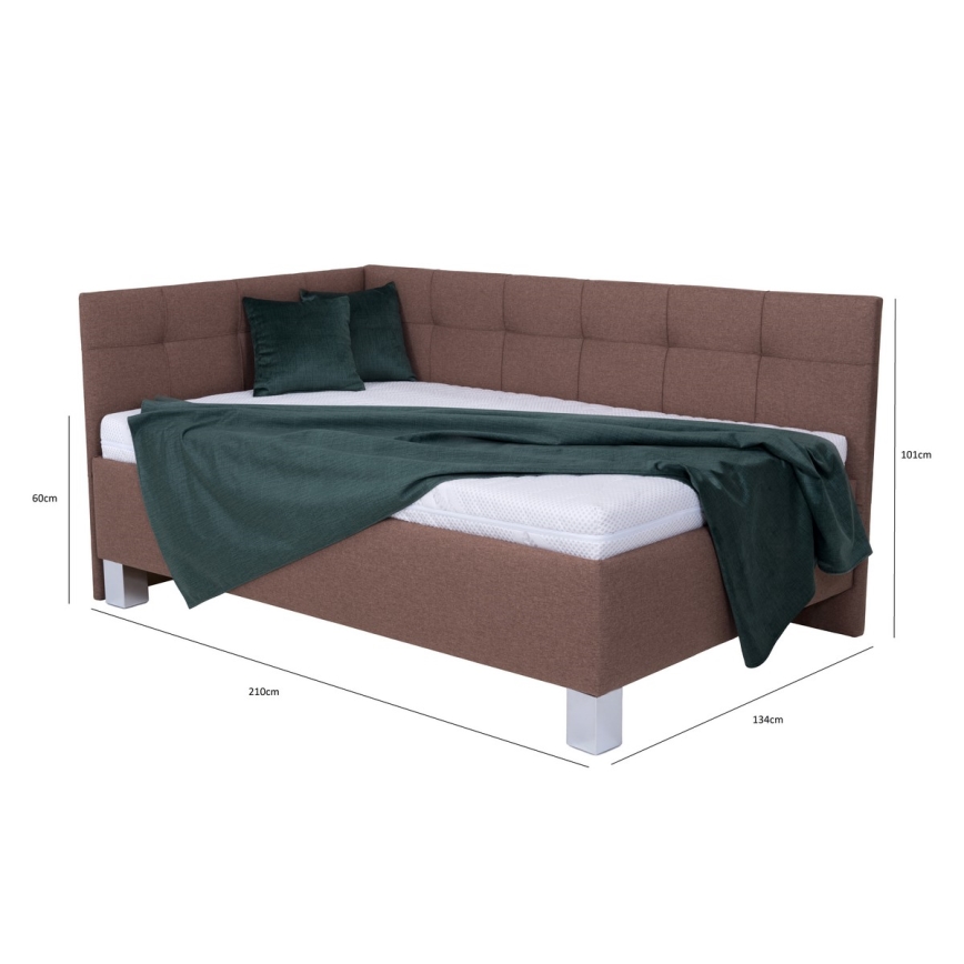 Vadderad säng med förvaringsutrymme utan madrass MARIA PETITE 120x200 cm brun
