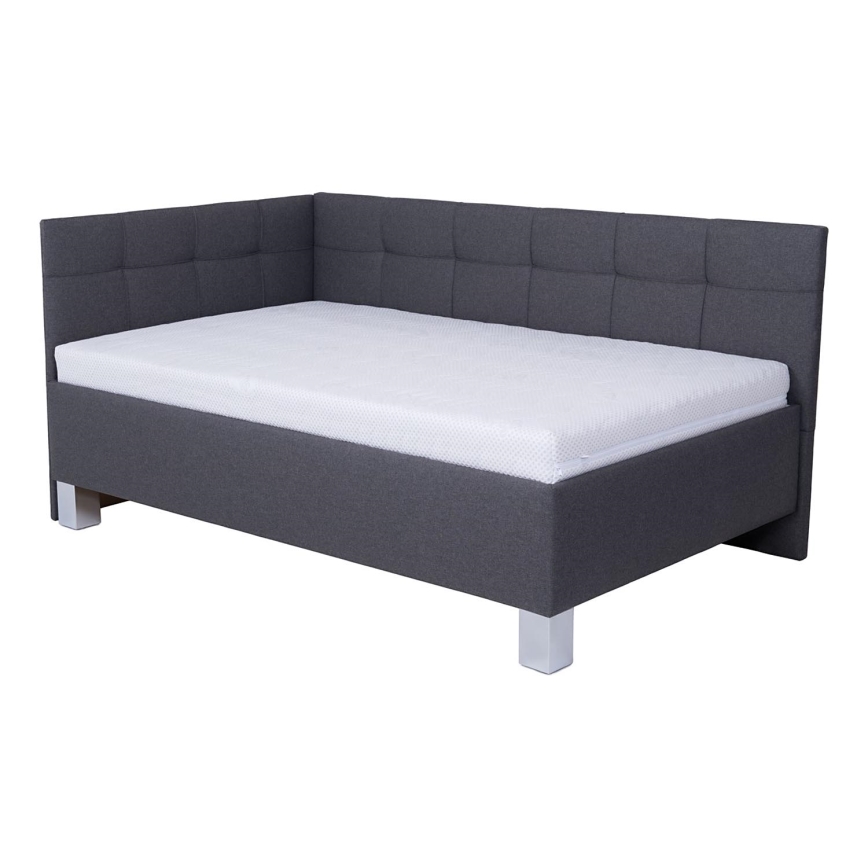 Vadderad säng med förvaringsutrymme utan madrass MARIA PETITE 120x200 cm grå