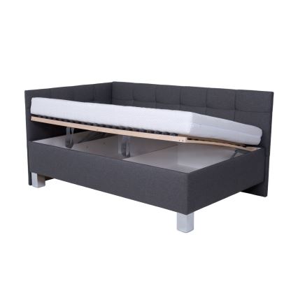 Vadderad säng med förvaringsutrymme utan madrass MARIA PETITE 120x200 cm grå