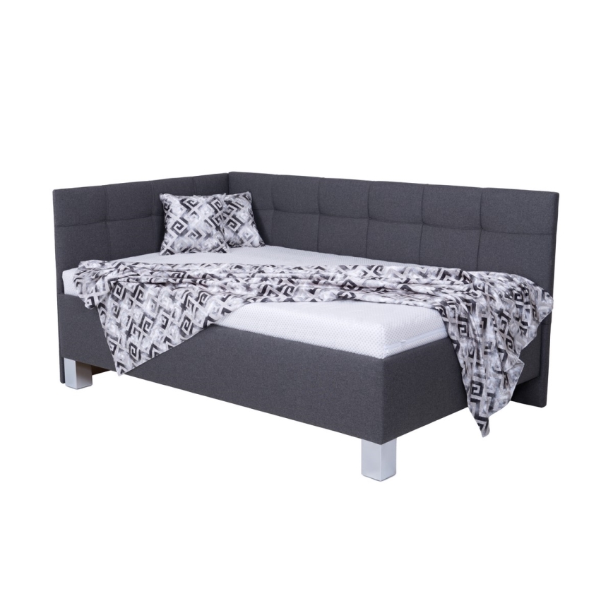 Vadderad säng med förvaringsutrymme utan madrass MARIA PETITE 120x200 cm grå