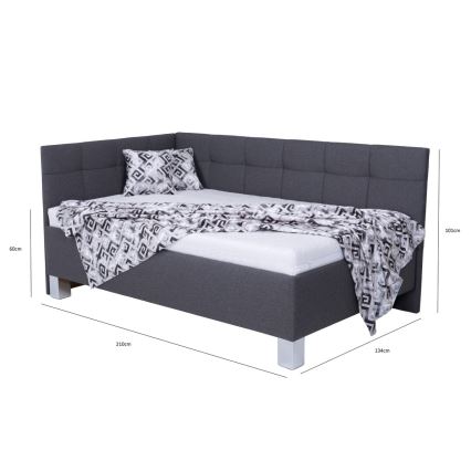 Vadderad säng med förvaringsutrymme utan madrass MARIA PETITE 120x200 cm grå