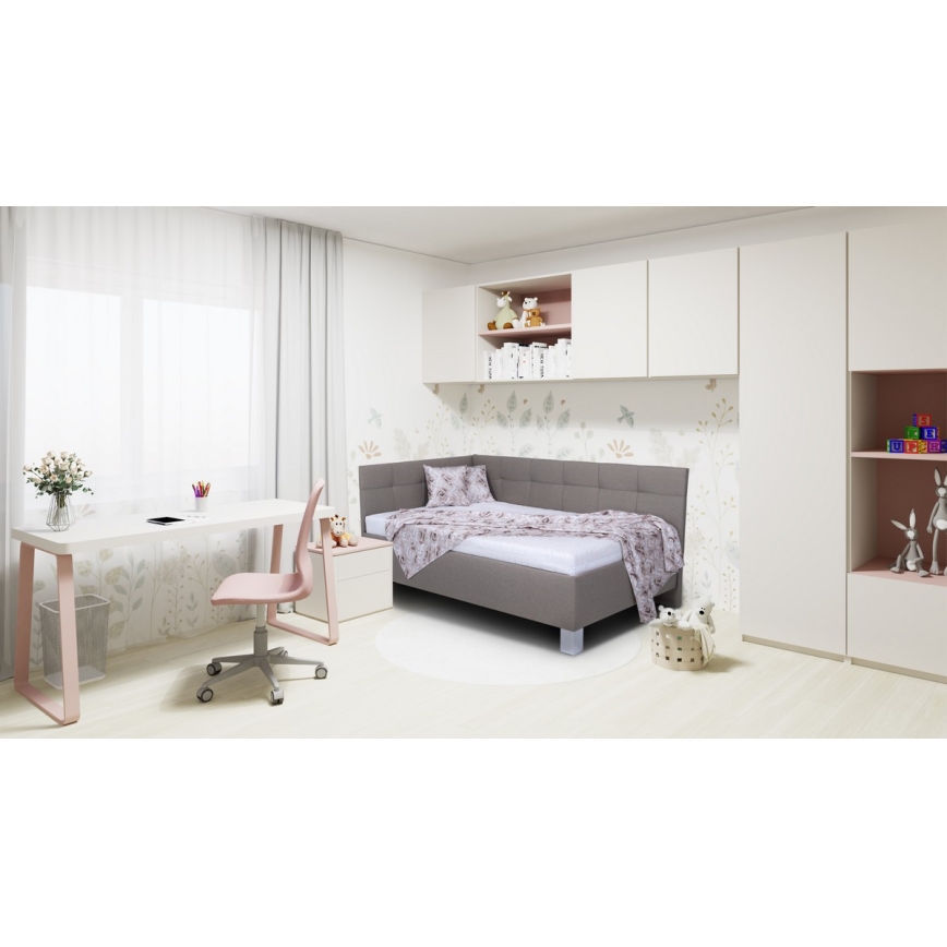 Vadderad säng med förvaringsutrymme utan madrass MARIA PETITE 120x200 cm taupe