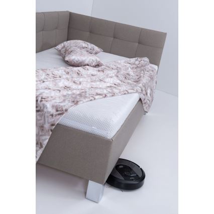 Vadderad säng med förvaringsutrymme utan madrass MARIA PETITE 120x200 cm taupe
