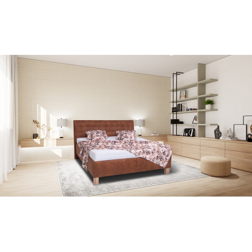 Vadderad säng med förvaringsutrymme utan madrass VIOLET 160x200 cm konjak brun