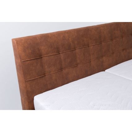 Vadderad säng med förvaringsutrymme utan madrass VIOLET 160x200 cm konjak brun