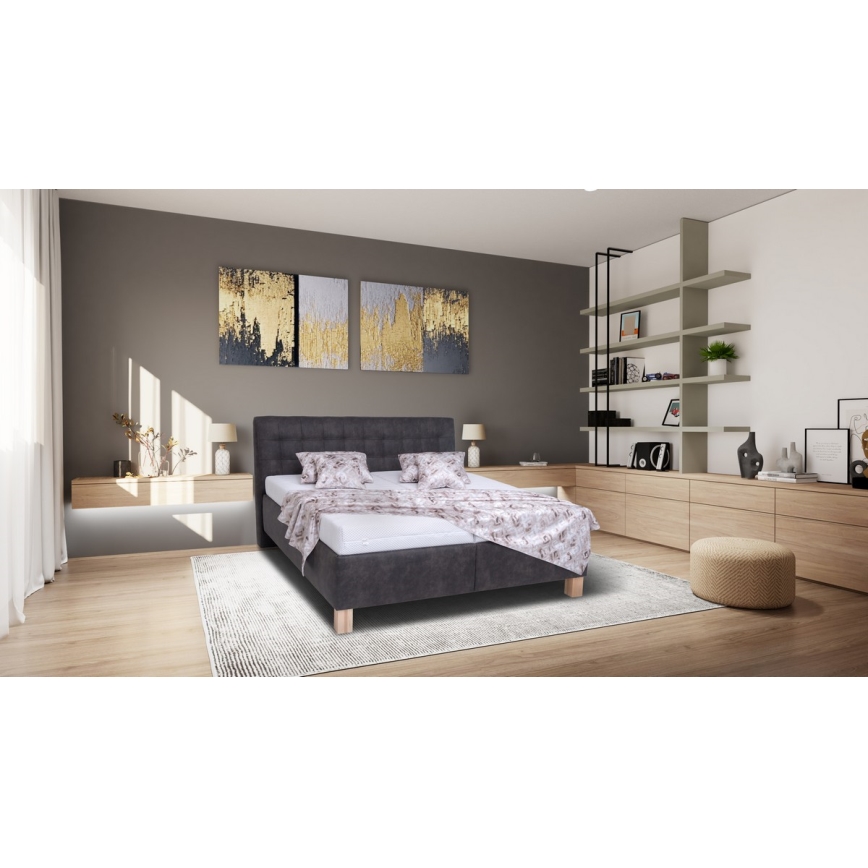 Vadderad säng med förvaringsutrymme utan madrass VIOLET 160x200 cm mörk