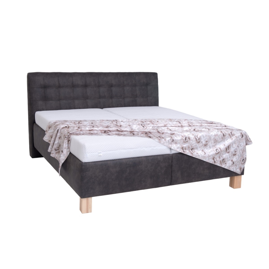 Vadderad säng med förvaringsutrymme utan madrass VIOLET 160x200 cm mörk