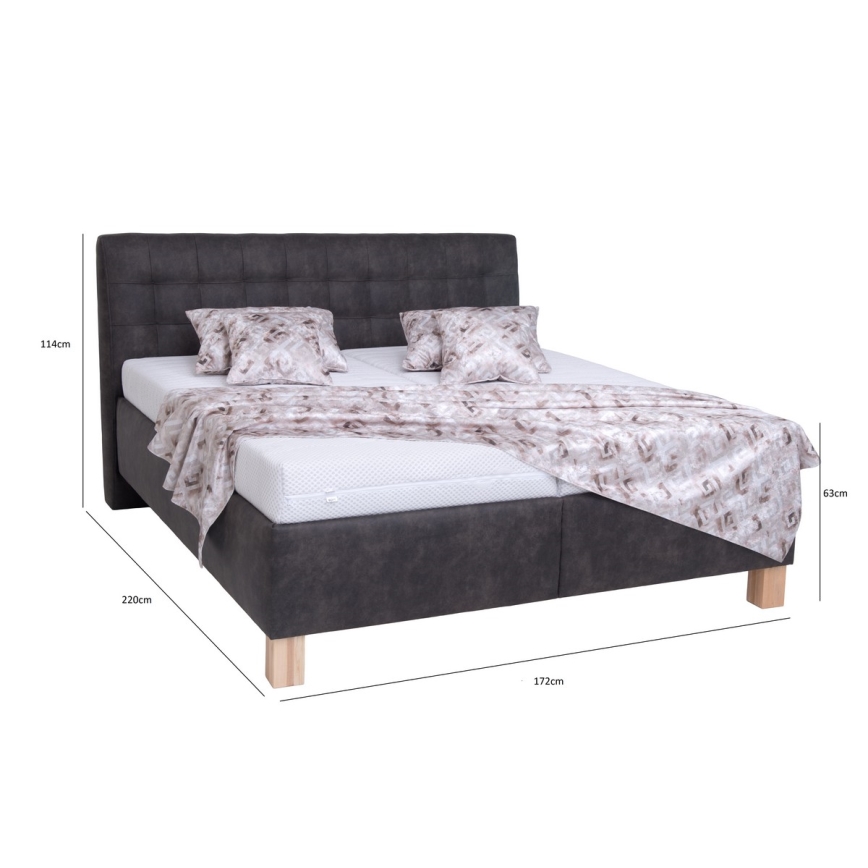 Vadderad säng med förvaringsutrymme utan madrass VIOLET 160x200 cm mörk