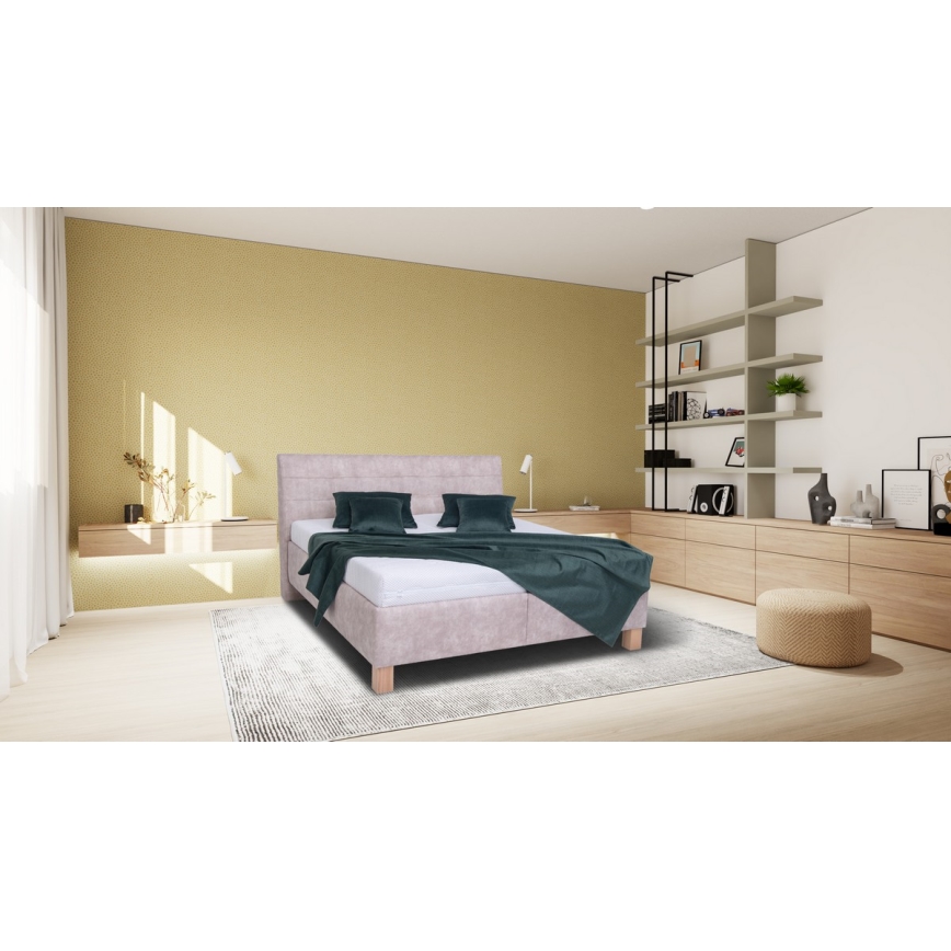 Vadderad säng med förvaringsutrymme utan madrass VIOLET 180x200 cm beige