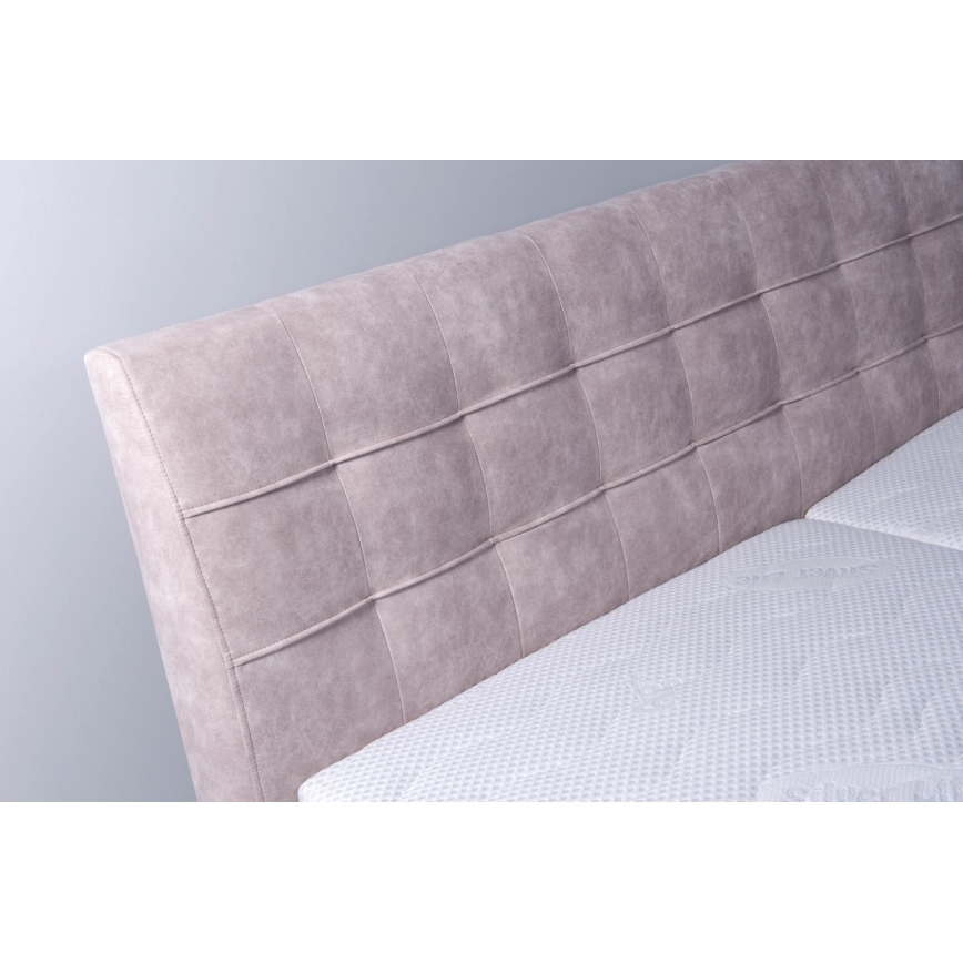 Vadderad säng med förvaringsutrymme utan madrass VIOLET 180x200 cm beige