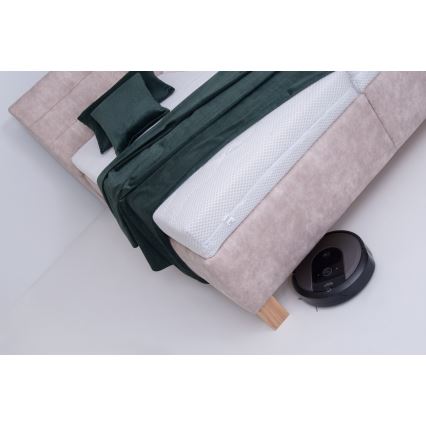 Vadderad säng med förvaringsutrymme utan madrass VIOLET 180x200 cm beige