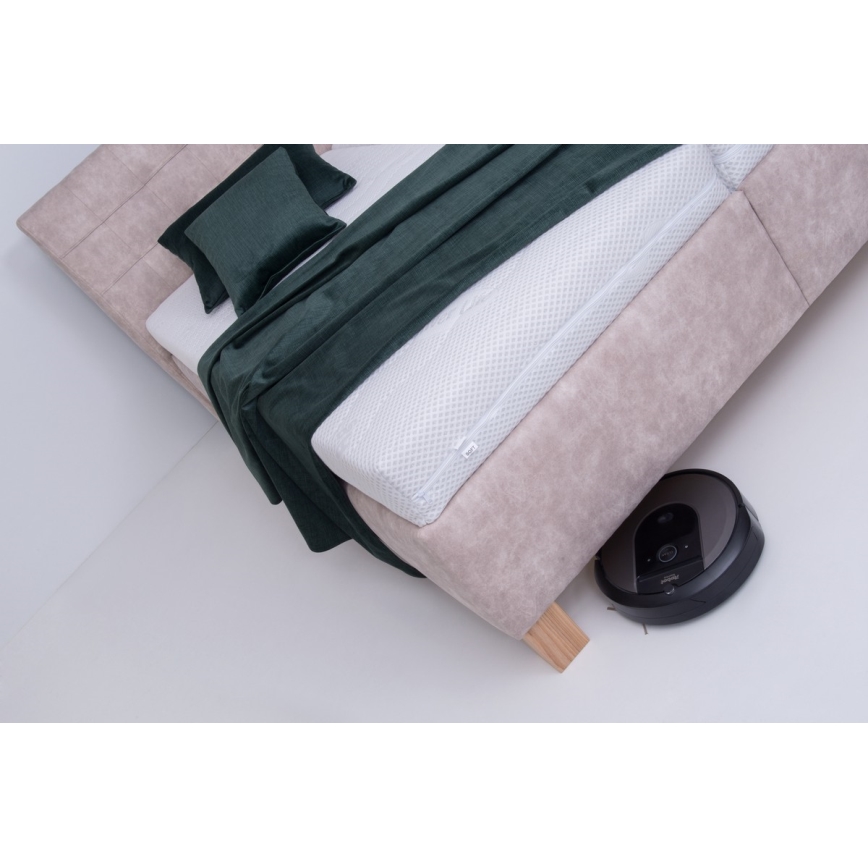 Vadderad säng med förvaringsutrymme utan madrass VIOLET 180x200 cm beige