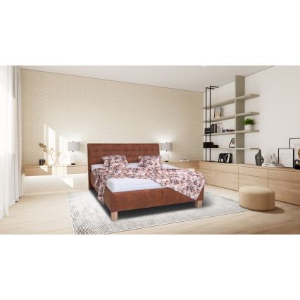 Vadderad säng med förvaringsutrymme utan madrass VIOLET 180x200 cm konjak brun
