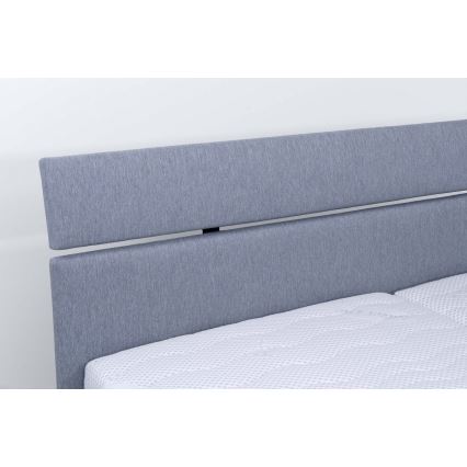 Vadderad säng med madrass och förvaringsutrymme ALIS 160x200 cm ljusgrå