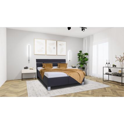 Vadderad säng med madrass och förvaringsutrymme ALIS 180x200 cm antracit