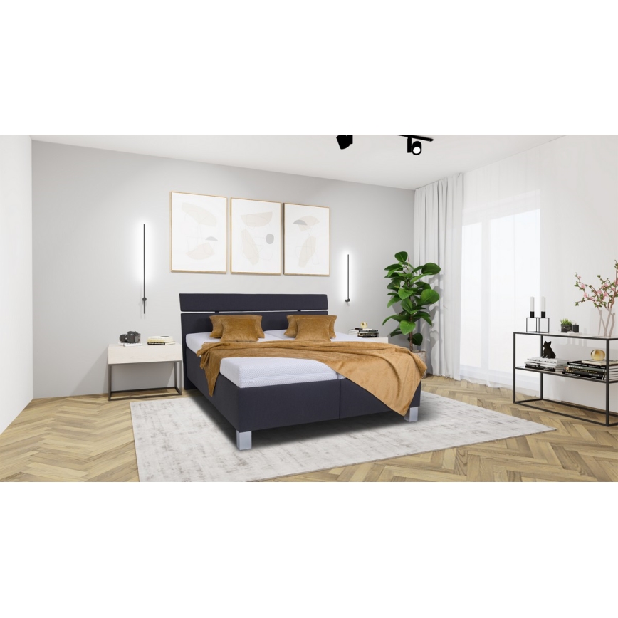 Vadderad säng med madrass och förvaringsutrymme ALIS 180x200 cm antracit