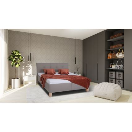 Vadderad säng med madrass och förvaringsutrymme MARIA 160x200 cm taupe