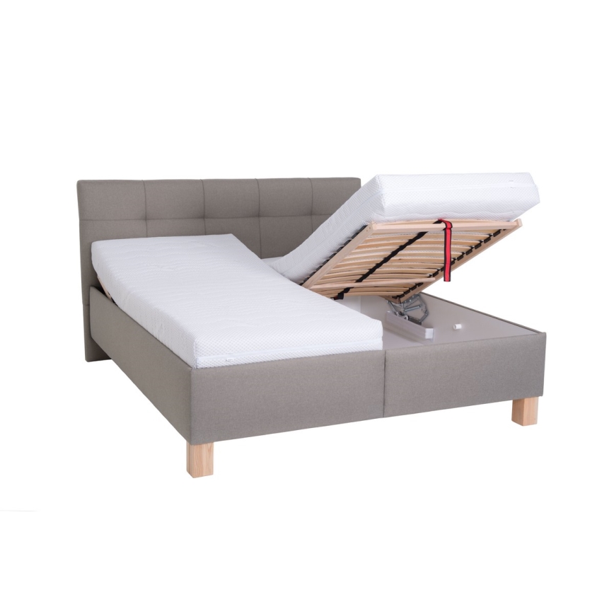 Vadderad säng med madrass och förvaringsutrymme MARIA 160x200 cm taupe