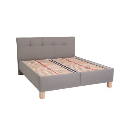 Vadderad säng med madrass och förvaringsutrymme MARIA 160x200 cm taupe