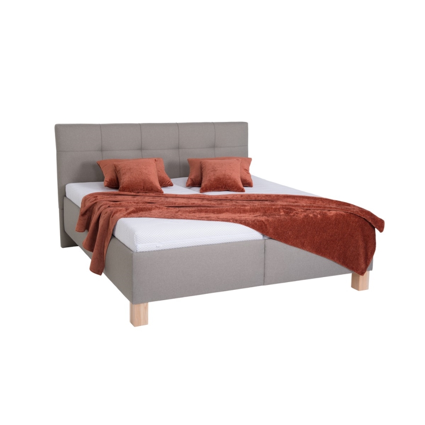Vadderad säng med madrass och förvaringsutrymme MARIA 160x200 cm taupe