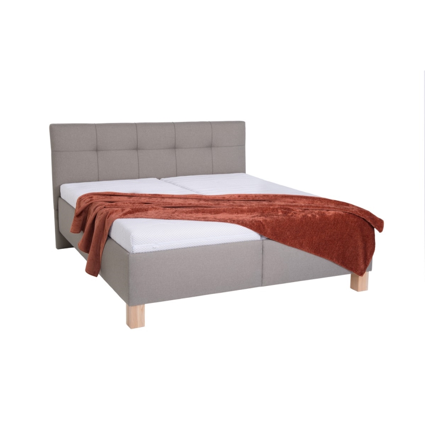 Vadderad säng med madrass och förvaringsutrymme MARIA 160x200 cm taupe