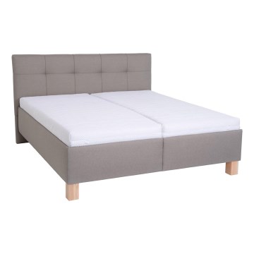 Vadderad säng med madrass och förvaringsutrymme MARIA 180x200 cm taupe
